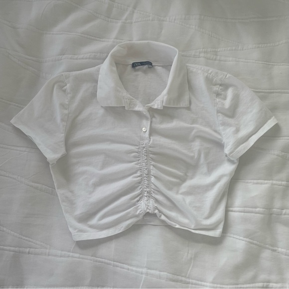 ZARA CROPPED COLLARED SHIRT - Picture 1 of 5